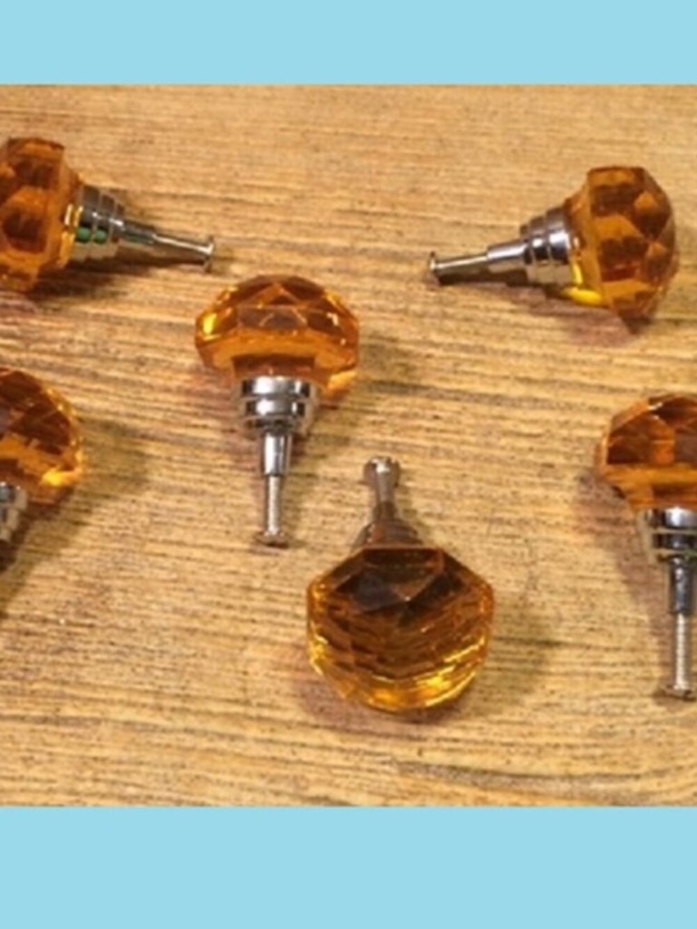 Set of Six (6) Large Amber Solid Crystal Drawer Knob Cabinet Pull Six (6) HO14A